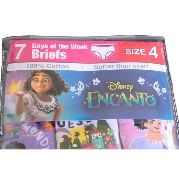 Disney Encanto Size 4 Girls Underwear Set 7 Days Of The Week Briefs 100% Cotton - Picture 2 of 6